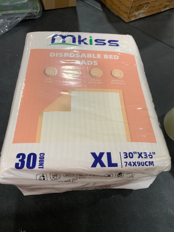 Photo 1 of MKISS Bed Pads Disposable 30" x 36" [30 Count] Heavy Duty Absorbent Adults Incontinence Underpad, XL Chuck Pads Leakproof, Extra Large Puppy Training Pee Pad, Waterproof Baby Changing Pad