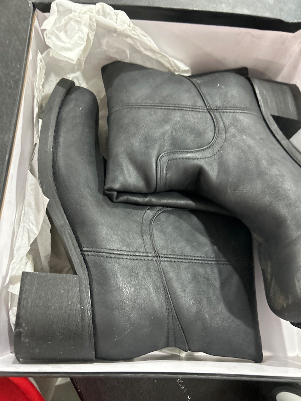 Photo 1 of Adolilove Mid Calf Boots for Women Chunky Block Heel Women’s Tall Boots Square Toe Comfortable Casual Boots Low Heel Trendy Stylish Boots, Black, Size 9