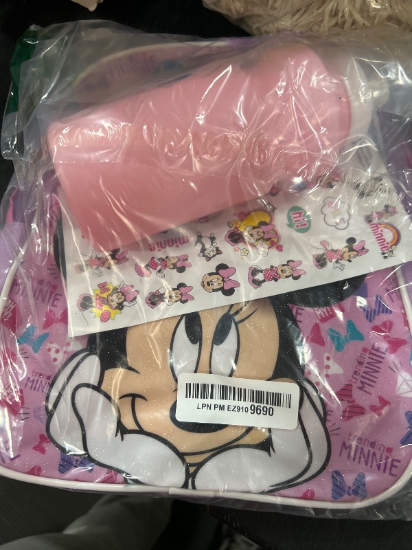 Photo 1 of Disney Minnie Mouse Mini Backpack For Girls, Kids ~ 3 Pc Bundle With 12" Minnie School Bag, Water Bottle, Stickers, and More (Minnie Mouse School Supplies Set)