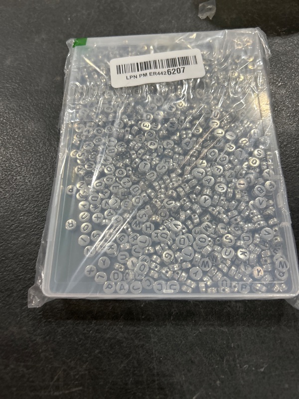 Photo 1 of 1000pcs Silver Letter Beads for Bracelets, 4x7mm Black Alphabet A-Z Beads Friendship Bracelets Jewelry Making Kit for Teen Girl Gifts