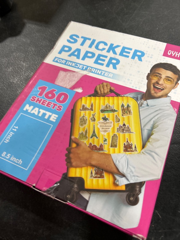Photo 1 of QYH Sticker Paper for Inkjet Printer - 160 Sheets Matte Printable Vinyl Sticker Papers 8.5x11 In Premium White Labels Waterproof Stickers for Cricut Dries Quickly & Tear Resistant Easy Weeding