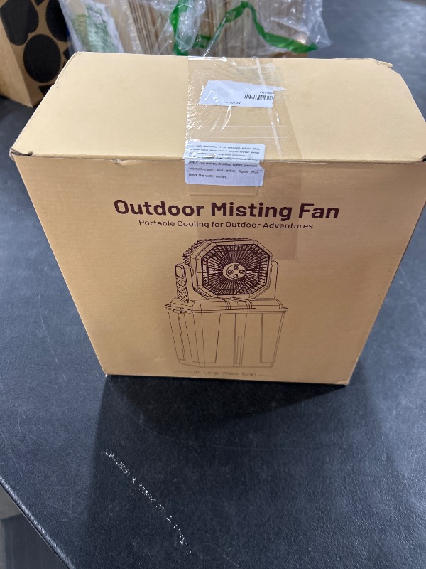 Photo 1 of Portable Misting Fan, Rechargeable Outdoor Cooler, Battery Operated Personal Fan with 3 Speeds & 8L Bucket for Patio, Camping, Hiking, Backyard, Travel, Desk, Pool, Beach