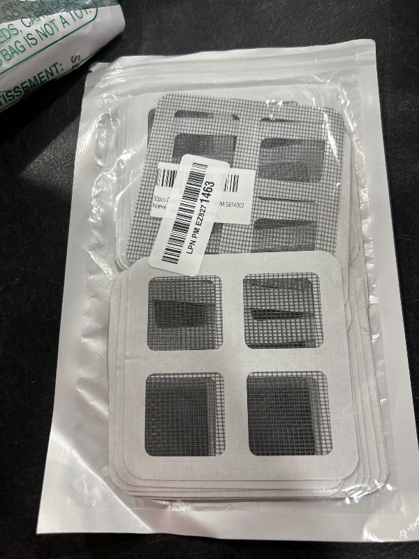 Photo 1 of Heartfeltyire 30pcs Disposable Shower Drain Hair Catcher Screen Sticker 4" X 4" Square Floor Drain Strainer Mesh Filter Cover for Bathroom Laundry Tub Bathtub Sink for Human Pet Sewer Bulk Blocking