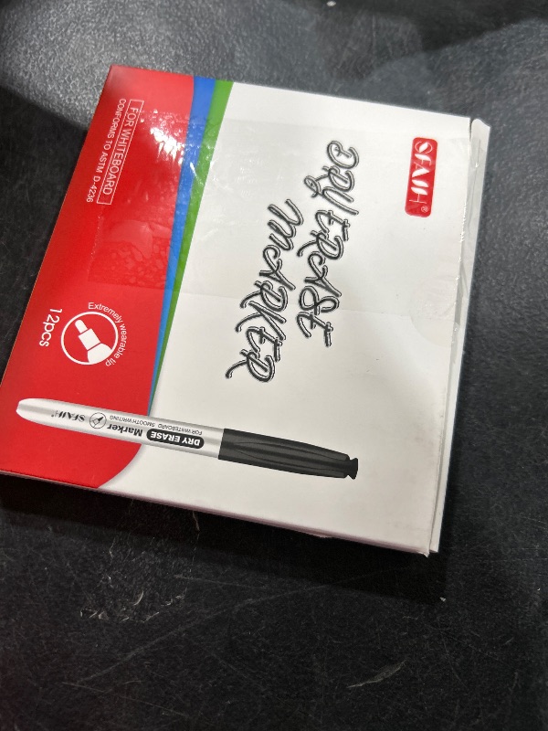 Photo 1 of SFAIH Dry Erase Markers Fine Tip - 12 Pack Whiteboard Markers Dry Erase For Kids Adult Low Odor, Black Dry Erase Markers Fine Point For Home Classroom