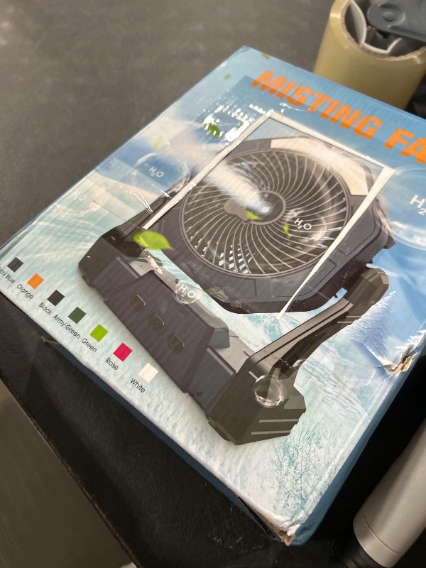 Photo 1 of Ausic Portable Misting Fans for Outside, 30000mAh Outdoor Cooling Fan for Patios 250ml, 8 Inch Camping Battery Operated Rechargeable Fans, Spray Fan with Light & Hook for Beach, Tents, Travel