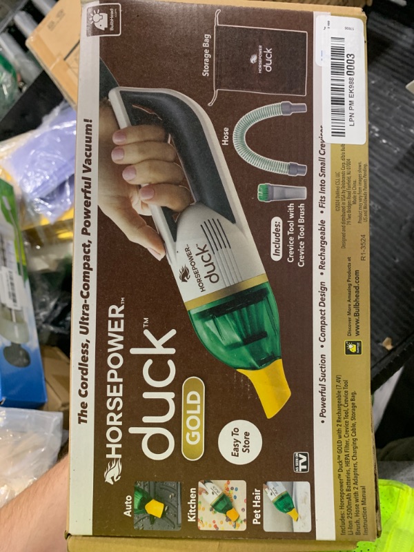 Photo 1 of Duck Compact Cordless Vacuum by Horsepower, Gold Edition, Ultra-Powerful Upgraded Battery for Extra-Long Run Time, AS-SEEN-ON-TV, Strong Suction, Easy to Store, Portable & Rechargeable. Home & Auto