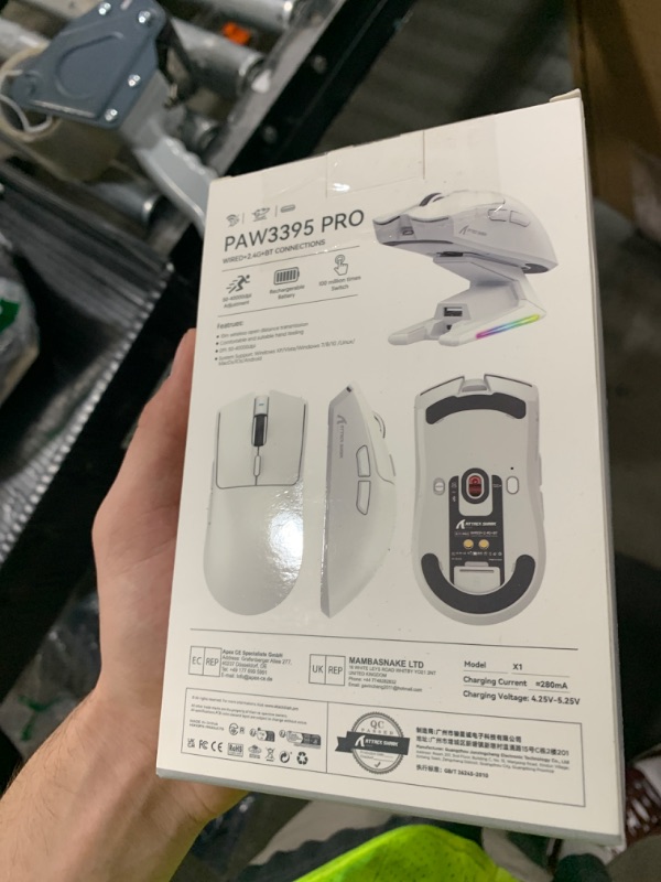 Photo 1 of MANBASNAKE Attack Shark X3MAX 49g Wireless Supelight Mouse with Tape, BT/2.4G Wireless/Wired Gaming Mouse, PAW3950 42K DPI Optical Sensor, 200h Battery, Programmable Mouse for PC/Mac/Win (White)