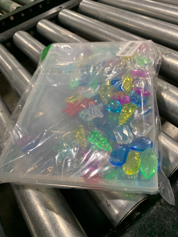 Photo 1 of 180 Pcs Sensory Bin Filler Include 100 Plastic Gemstones & 80 Fake Seashells for Kids, Pirate Treasure and Mermaid Pool Play, Ocean Themed Party (1"-1.2")