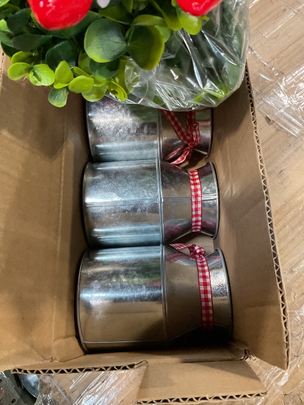 Photo 1 of 3 Pack Strawberry Mason Jar Table Centerpiece, Artificial Strawberry Home Centerpieces Fake Strawberry Daisy Plants with Faux Leaves for Summer Farmhouse Wedding Decor, Tiered Tray Tabletop Display