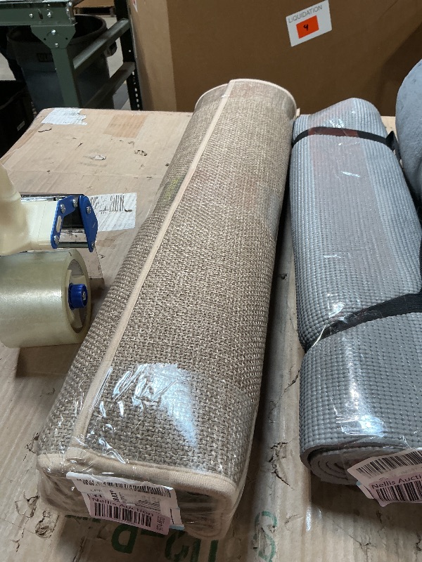 Photo 1 of 10ft Natural Jute Hallway Runner Rug Non Slip Washable, Rubber Backed Long Khaki Indoor Entryway Runner, Absorbent Kitchen Carpet Sink Rug