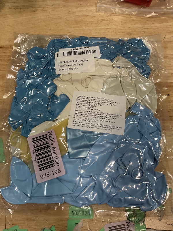 Photo 1 of 124pcs Blue and White Balloon Arch Kit Double Stuffed Pastel Blue Balloons