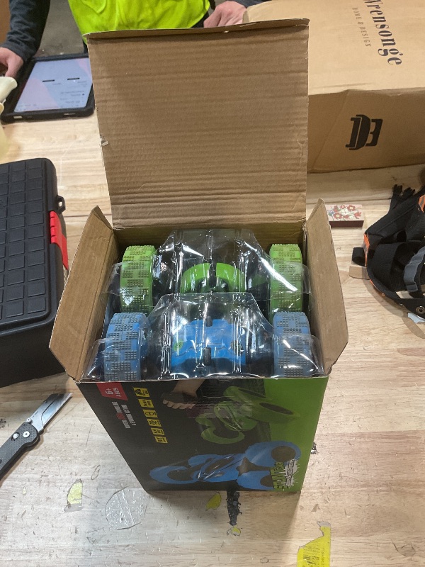 Photo 1 of 2PACK RC Stunt Car Watch Gesture Sensor Car 4WD Double Sided 360 Degree Rotating Tumbling Rechargeable Car High Speed 2.4GHZ Off Road Hobby RC Toy Cars for Xmas Birthday Gift Adults,Kids (Blue/Green)