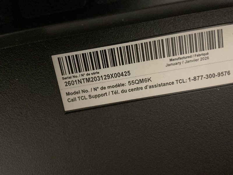 Photo 1 of ** missing one leg** TCL 55 Inch Class QM6K Series | Mini LED QLED 4K HDR | 55QM6K, Latest Model | 120HZ-144HZ High Brightness Smart Google TV Dolby Atmos Onkyo Audio | Voice Remote Alexa Gaming Streaming Television