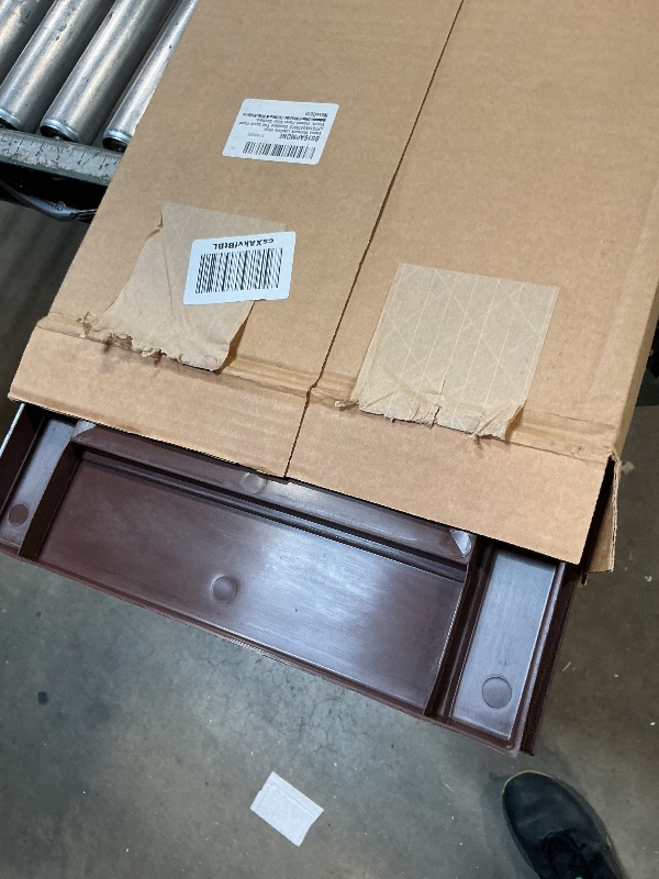 Photo 1 of Ekena Millwork Lifetime Vinyl LP2S14X04700FB Standard Two Equal Panel Vinyls, Raised Panel Vinyl Shutters, w/Installation Shutter-Lok's & Matching Screws (Per Pair), 14.75"W x 47"H, Federal Brown