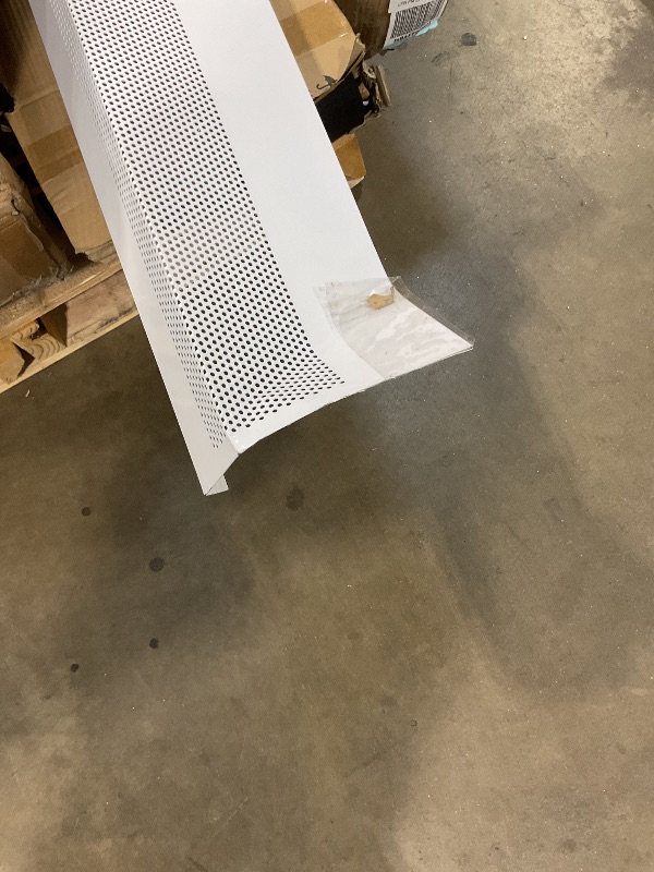 Photo 1 of ** bend damage on one end. Missing one metal end cap**Baseboarders Basic Series 6 ft (72in) Galvanized Steel Slip-On Baseboard Heater Cover + Left & Right Endcaps, Rust Resistant, White, for Hydronic Hot-Water Systems