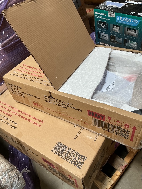 Photo 1 of *** TWO BOXES ***GDFStudio Francie Fabric Dining Chairs, 2-Pcs Set, Light Grey / Walnut