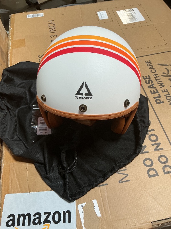 Photo 1 of ***NO DETACHABLE VISOR***TRIANGLE 3/4 Open Face Motorcycle Helmet DOT Approved Retro Cruiser Moped