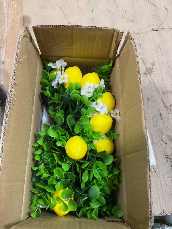 Photo 1 of **MINOR DAMAGE TO FAUX BOUQUET ( LEMONS FALLING OFF)*** Summer Lemon Mason Jar Centerpiece Set of 3 with Wood Tray