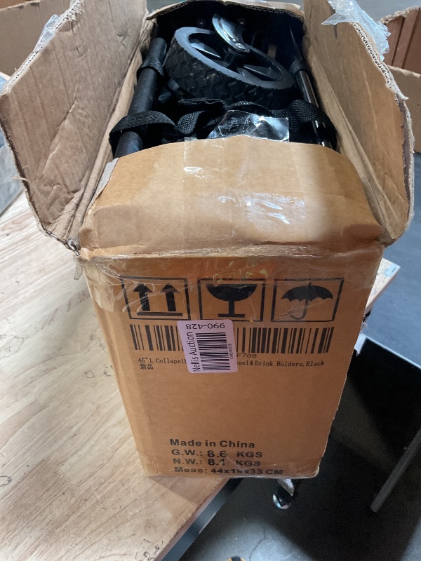 Photo 1 of 46" L Collapsible Foldable Extended Wagon, 500LB Weight Capacity with 280L Heavy Duty Folding Cart,Utility Wagon with All-Terrain Beach Wheel & Drink Holders,Black