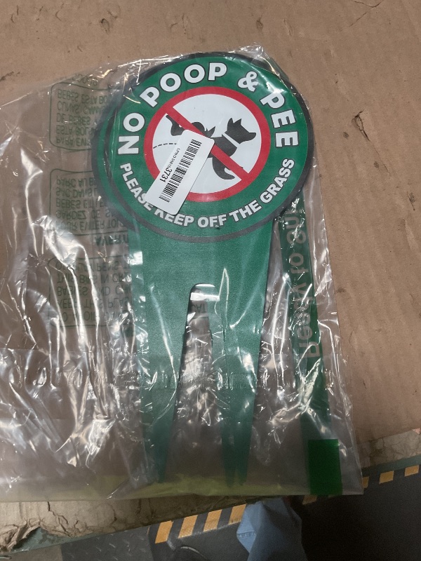 View 2 of 2 PCS No Dog Poop Signs for Yard, 12 x 6 inch Double Sided PLEASE KEEP OFF THE GRASS Sign, Durable and Sturdy Aluminum Material