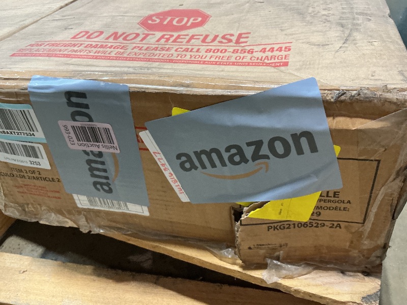 Photo 1 of ** will need a truck for pick up. Two boxes. Minor scrape damage.** Backyard Discovery Somerville 14 x 10 Walnut All Cedar Pergola, Durable, Quality Supported Structure, Snow and Wind Supported, Rot Resistant, Electrical Outlet with USB, Deck, Garden, Pat