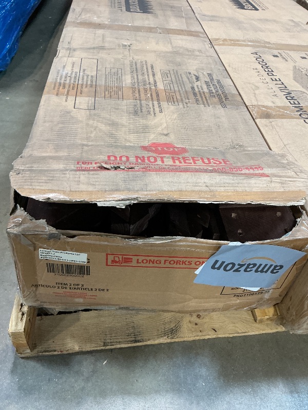 Photo 1 of ** will need a truck for pick up. Two boxes. Minor scrape damage.** Backyard Discovery Somerville 14 x 10 Walnut All Cedar Pergola, Durable, Quality Supported Structure, Snow and Wind Supported, Rot Resistant, Electrical Outlet with USB, Deck, Garden, Pat