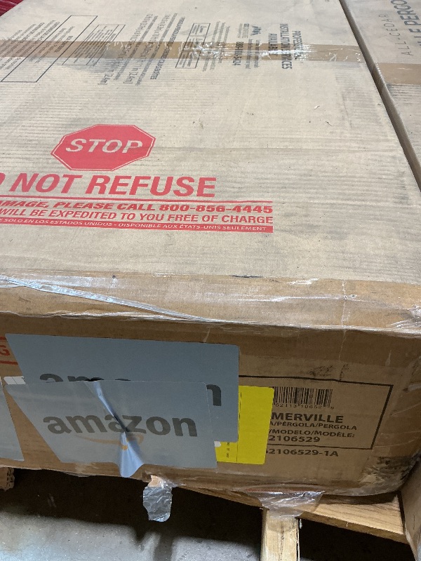 Photo 1 of ** will need a truck for pick up. Two boxes. Minor scrape damage.** Backyard Discovery Somerville 14 x 10 Walnut All Cedar Pergola, Durable, Quality Supported Structure, Snow and Wind Supported, Rot Resistant, Electrical Outlet with USB, Deck, Garden, Pat