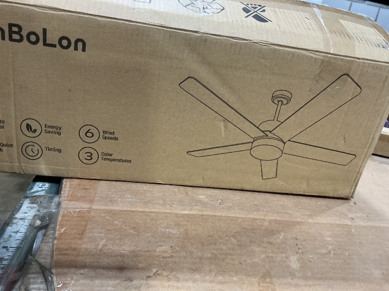 Photo 1 of ***PARTS/BROKEN***Ceiling Fans with Lights and Remote, 52 inch Ceiling Fans with Flush Mount, 22W 3-Color LED Light, 6 Speed Reversible, Dual Finish 5 Blades Noiseless for Patio, Living room, Indoor/Outdoor Use, Black