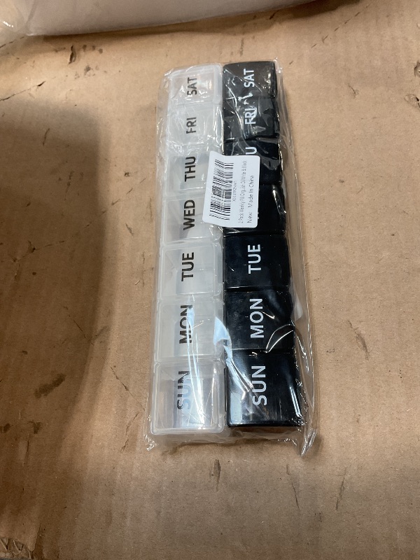 Photo 1 of 2 Pack Weekly Pill Organizer, Large 7 Day Pill Case, Daily Vitamin Case Medicine Box, AM/PM Pill Containers for Medicine Supplements Fish Oil?White & Black?