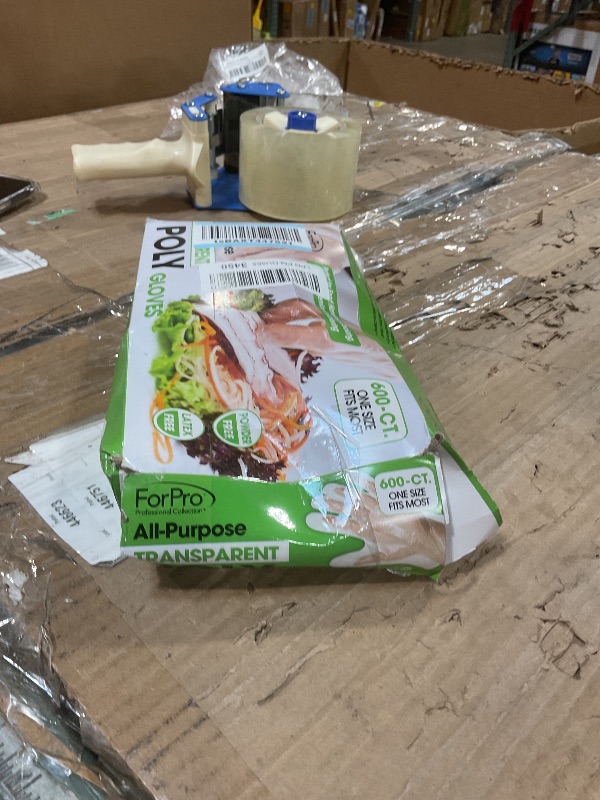 Photo 1 of ****BOX DAMAGED **** ForPro Disposable Poly Gloves, Food Grade, BPA-Free, Latex-Free, Powder-Free, Lightweight Plastic Gloves for Cooking, Food Prep, Food Service, One Size Fits Most, Clear, 600-Count