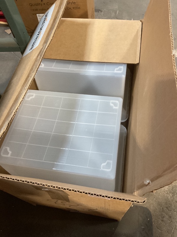 Photo 1 of **MISSING LIDS**
IRIS USA WeatherPro Storage File Box, 32 Qt. 6-Pack, Clear/Black