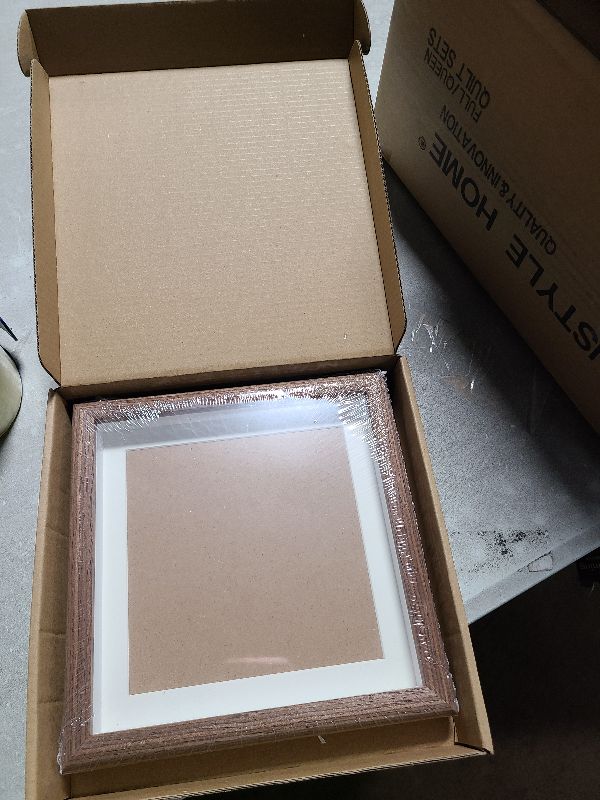 Photo 1 of PLUSCHEN 7X7 Wooden Picture Frame with 5.5x5.5 Mat, 7x7 Square Picture Frame with Glass, For Wall and Desktop Display