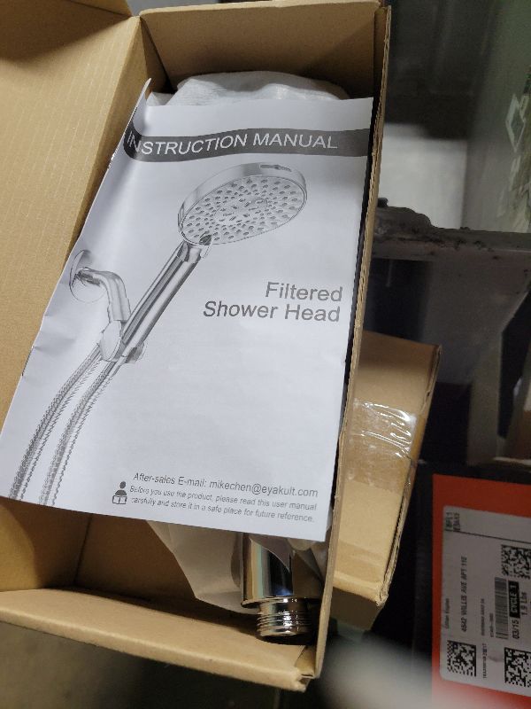 Photo 1 of **missing one filter**
Filtered Shower Head with Handheld, High Pressure 9 Spray Mode Brushed Nickel Showerhead with Filters,detachable shower head + Two additional filter cartridges 