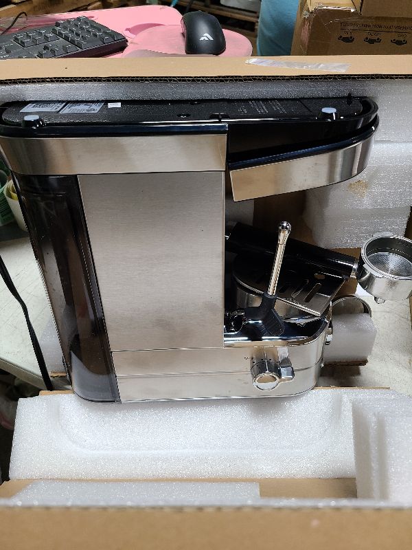 Photo 1 of CASABREWS CM5418 Espresso Machine 20 Bar, Compact Espresso Maker with Steam Milk Frother, Stainless Steel Coffee Machine with 34oz Removable Water Tank for Cappuccino, Latte, Silver
