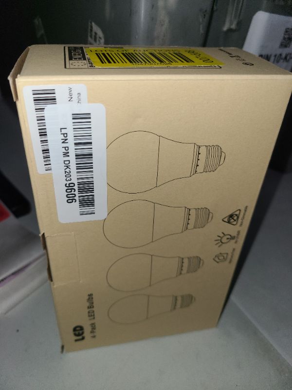 Photo 1 of A19 LED Light Bulbs 100 Watt Equivalent, HengBo 6500K Daylight White Light Bulb, 12W 1200 Lumens, Non-Dimmable, E26 Standard Medium Base Super Bright Lamp for Bathroom Home Lighting (Pack of 4)