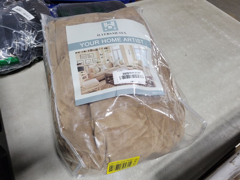 Photo 1 of H.VERSAILTEX Real Velvet Plush 3 Piece Stretch Sofa Covers Couch Covers for 2 Cushion Couch Sofa Slipcovers Width Up to 90 Inch Feature Thick Soft Stay in Place (Large Sofa, Camel)