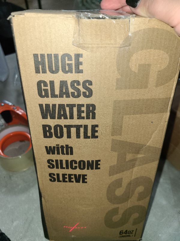 Photo 1 of SIEROZUR 64 oz Glass Water Bottle with Straw and Handle Large Sports Motivational Bottle Flask with Time Marker Leakproof Jug with Silicone Sleeve for Gym