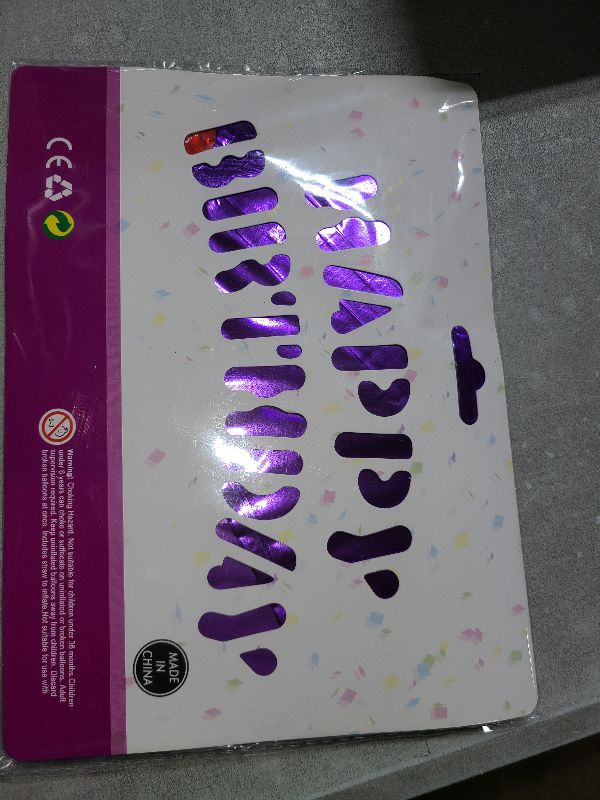 Photo 1 of 16 inch Happy Birthday White Orange Green Blue Purple Decoration Balloons baby shower Letter Foil Ballons Birthday Party Decorations (Foil Purple)