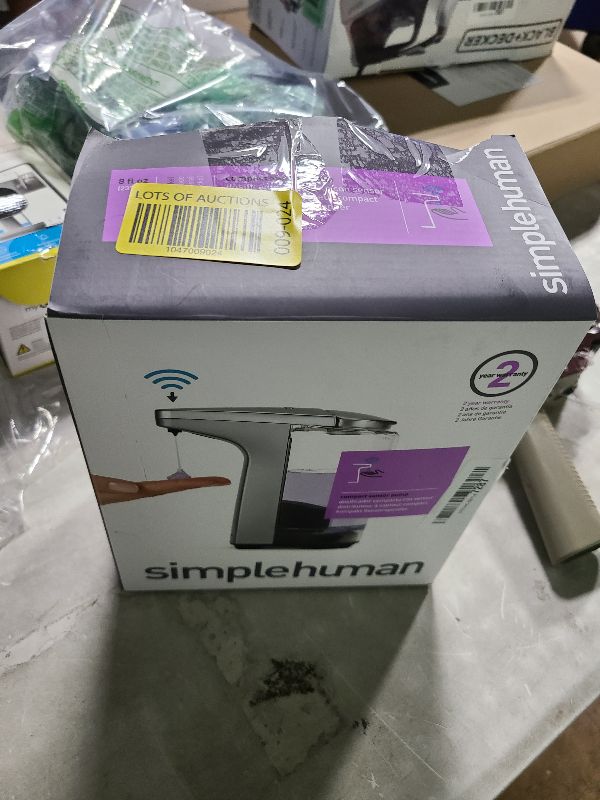 Photo 1 of simplehuman 8 oz. Touch-Free Sensor Liquid Soap Pump Dispenser with Soap Sample, Brushed Nickel