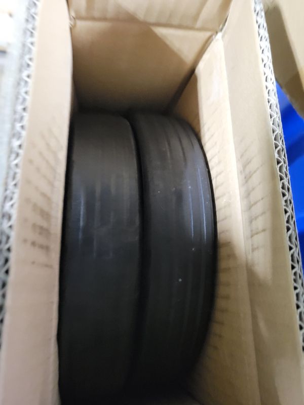 Photo 1 of 2-Pack 10x1.75 Solid Rubber Wheel Assembly?1-3/4”Centered Hub with 5/8”Axle Bore Hole,10 Inch Ribbed Tread Wheel for hand trucks Utility Carts, lawnmowers Replacement.