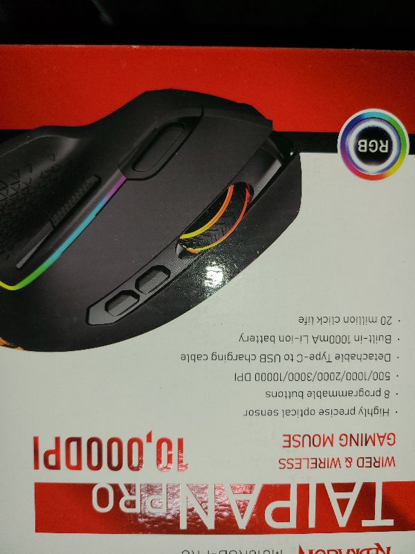 Photo 1 of Redragon M810 Pro Wireless Gaming Mouse, 10000 DPI Wired/Wireless Gamer Mouse w/Rapid Fire Key, 8 Macro Buttons, 45-Hour Reliable Power Capacity and RGB Backlit for PC/Mac/Laptop