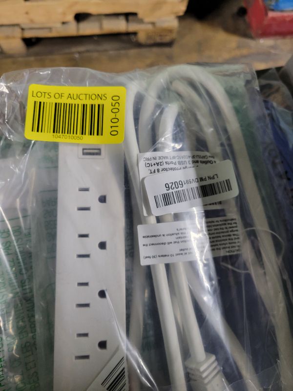 Photo 1 of 3 Prong Power Strip Surge Protector with 8FT Extension Cord, 4 Outlets and 2 USB A Ports + 1 Type-C, Support PD 20W Charging (Type-C), 45 Degree Plug, 1875W/15A, Overload Surge Protection, ETL Listed