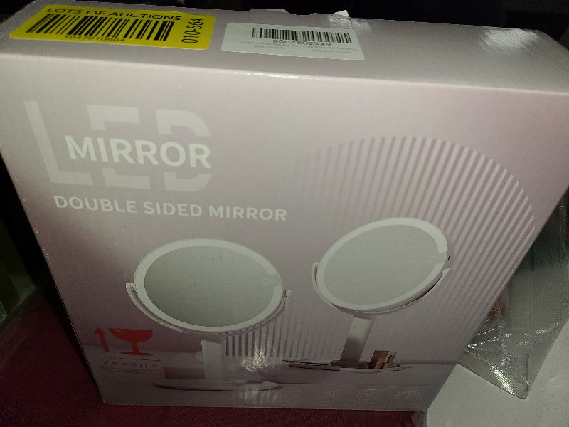 Photo 1 of 7" Lighted Makeup Mirror with Magnification, 1X/10X Magnifying Mirror with Light, Rechargeable Double Sided LED Vanity Mirror, 360° Rotation Light up Mirrors 3 Colors Brightness Adjustable, White