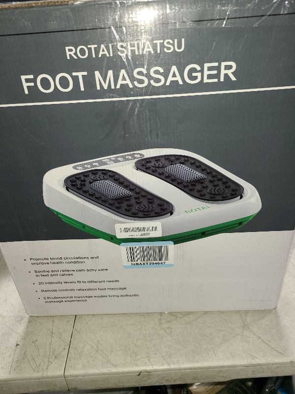 Photo 1 of ROTAI Vibration Foot Massager Multi Relaxations and Pain Relief Rotating Acupressure Electric Foot Circulation Device with Remote Control (White)