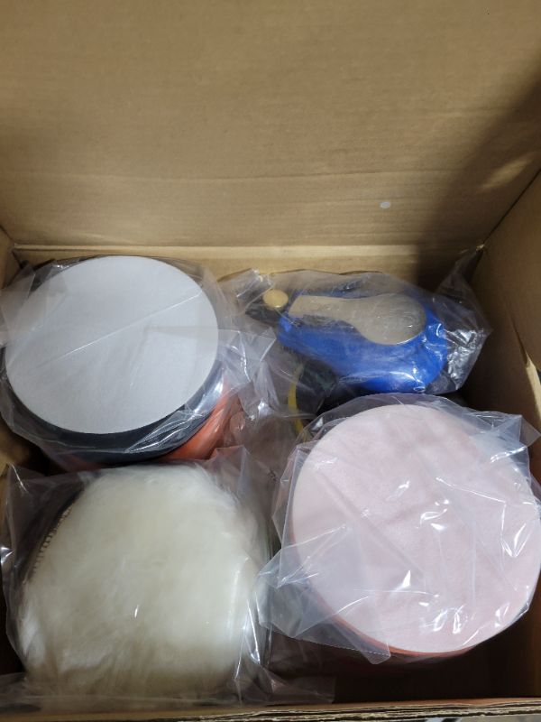 Photo 1 of 5 inch Air Random Orbital Sander for Auto Body Work, Pneumatic Palm Sander with 10 Polishing Sponge & Wool Pads, 10 Sandpapers (5 Inch Kit)