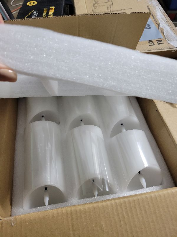 Photo 1 of 12 Pack Flickering Flameless Pillar Candles, Battery Candles, LED Candles, Battery Operated Candles with Remote Timers, Realistic Wax Electric Fake Plastic Candles, D3 x H4 5" 6", White