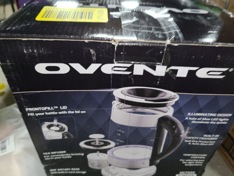 Photo 1 of OVENTE 1.7L Electric Tea Kettle with Removable Infuser, Variable Temperature Control, Keep Warm Function, 1500W Fast Heating Water Boiler, BPA Free Borosilicate Glass & Easy to Fill Lid, Silver KG733S