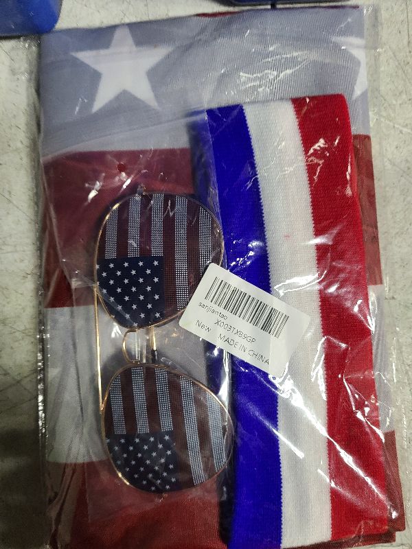Photo 1 of Alaixiu American 4th of July Flag Costume Cape Suit, USA Flag Headband and Retro Sunglasses for 4th of July Accessories Independence Day Celebration, Statue of Liberty Costume
