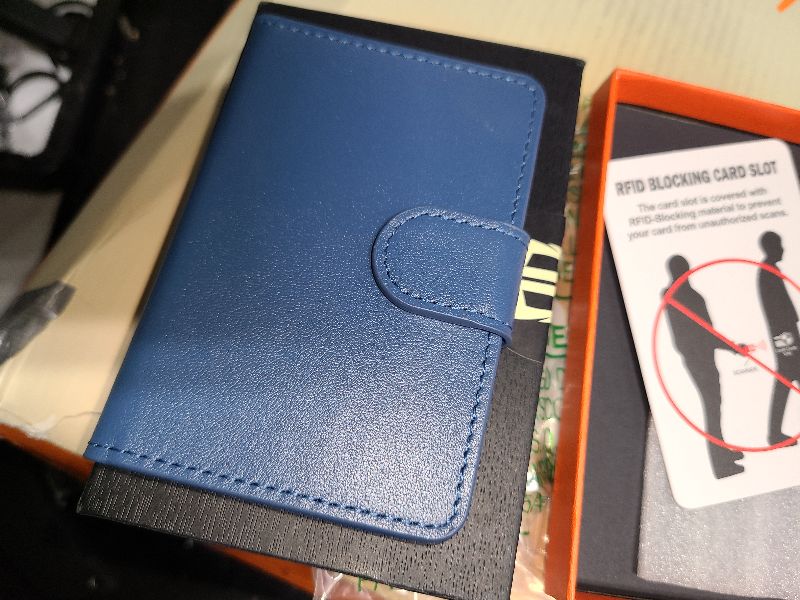 Photo 1 of SHIELDON Genuine Leather Strong Magnetic Wallet Compatible with MagSafe - RFID Blocking, 6 Card Slots & ID Window, Slim Card Holder for iPhone 16/15/14/13/12 Series & Magnetic Cases - Nappa Royal Blue