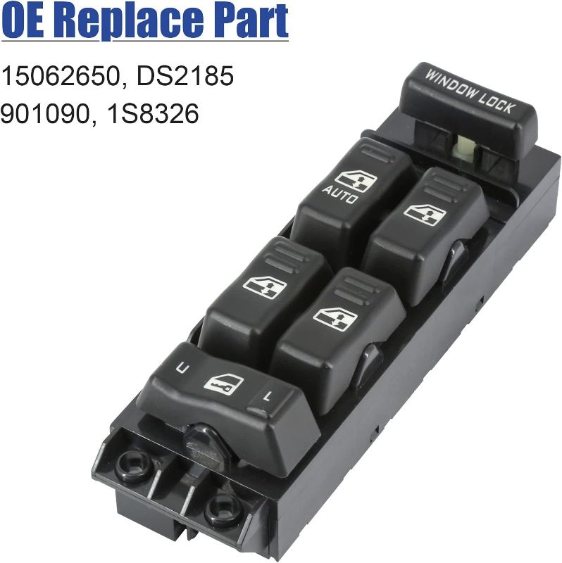 Photo 1 of 15062650 Driver Side Power Window Switch Master Control Replacement for 2000 2001 2002 Chevy Silverado & GMC Sierra 1500HD 2500HD 3500, GMC Yukon XL, 2002 Avalanche, OE DS2185, 901090, 1S8326 